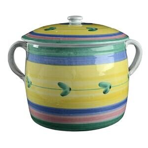 Carousel by Caleca Bean Pot w/Lid Italy Dish w/Handles